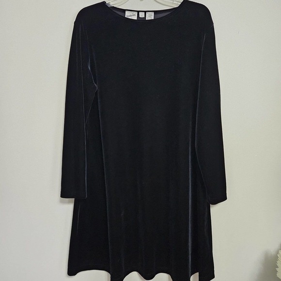 Jacqueline Ferrari Black Velvet Dress Size 8 Stretch Holiday Cocktail Elegant - Picture 1 of 6
